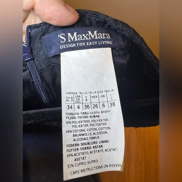 'S MaxMara Modern Brocade Jacquard Shift Little Black Dress with Sleeves Size 4 - Picture 7 of 9